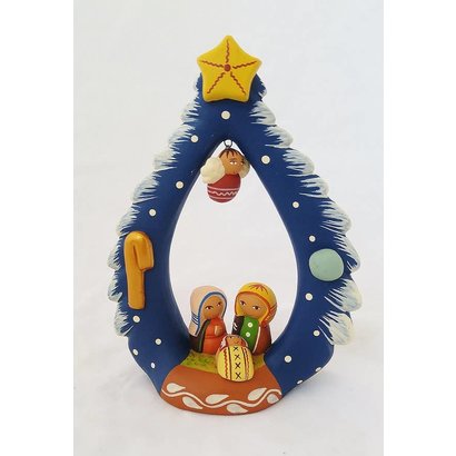 Ceramic Nativity Tree- Blue