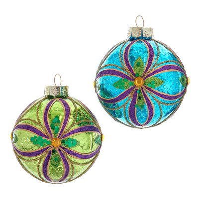 80mm Green/Blue/Gold/Purple 6pc Ornament set