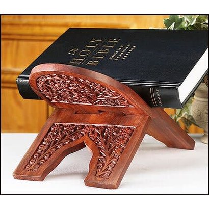 Carved Wood Bible Stand