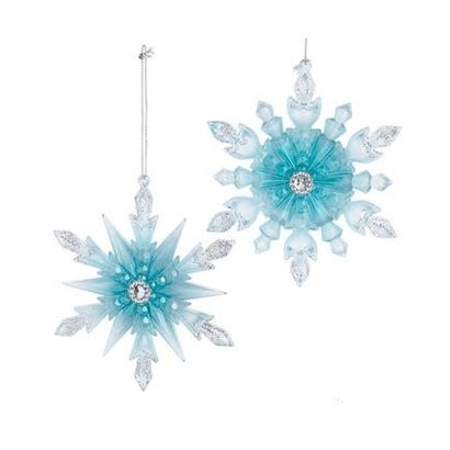 Blue and Silver Snowflake With Glitter Ornaments