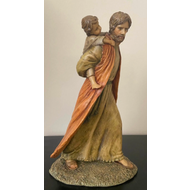 St. Joseph  & Toddler Child on Back  Full Color 11" - Hand Painted in South America