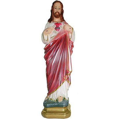 11.8" Sacred Heart of Jesus Chalkware Statue Made in Italy