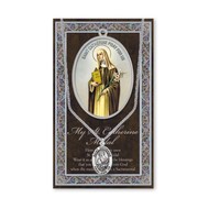 Genuine Pewter Prayer to Saint Catherine of Siena  Medal,  with Stainless Steel Chain