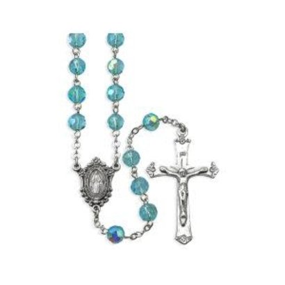 7mm Aqua Chrystal Bread Rosary