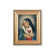 Our Lady of Divine Mercy, 4X6   Stained Glass Art  with 5X7" Gold Frame