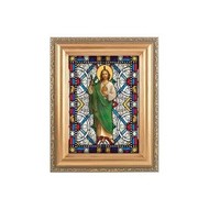 St. Jude, 4X6   Stained Glass Art  with 5X7" Gold Frame
