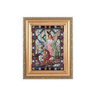 Guardian Angel 4X6   Stained Glass Art  with 5X7" Gold Frame