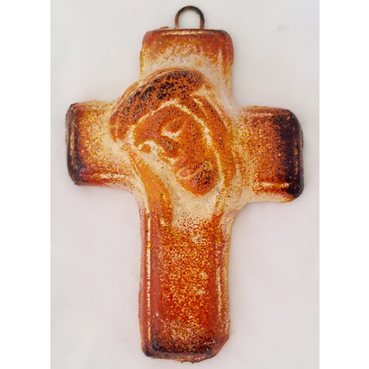 Clay Cross with Christ Face, 5" x 3.5"