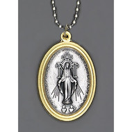 Two-Toned Miraculous Medal,  1-1/2 inch Medal on an 8 inch ball chain