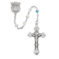 Genuine Swarovski Crystal Bead Rosary with Sterling Silver Center and Crucifix