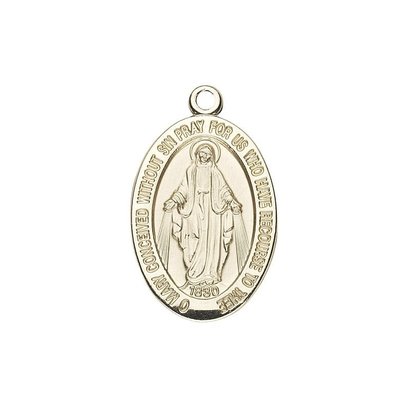 14kt Gold Medium Oval Miraculous Medal w/ 14kt Gold Jump Ring Boxed