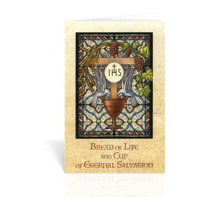 Chalice with Stained Glass Card: Bread of Life and Cup of Eternal Salvation