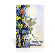 Chalice with Host Stained Glass Communion Card