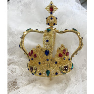 Metal Gold Crown w/ Decorative Jewels 7cm Diameter