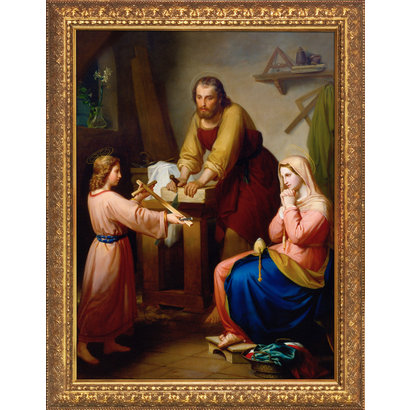 The Holy Family by Rafael Flores - Gold Framed Art12" x 16",