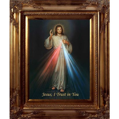 Divine Mercy - Gold Museum Framed Canvas, 29-1/8" x 35", Made in the USA