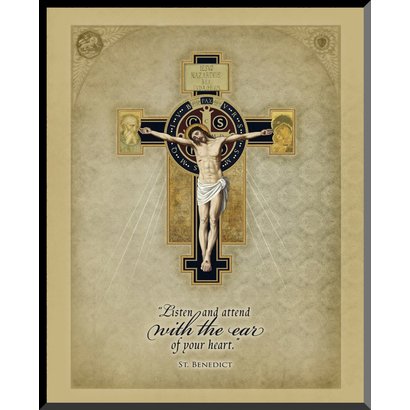 Benedictine Cross Graphic Wall Plaque, 16" x 20''
