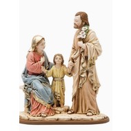Holy Family Statue Colored Resin, 14cm, Made in Italy