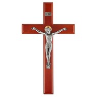 12'' Cherry Wood & Silver Corpus St. Mark Crucifix