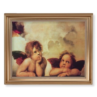 Antique Gold Frame with Sistine Angels 13.5"W x16' H