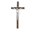 Walnut Wood Cross with Pewter Corpus, 10"Made in the USA