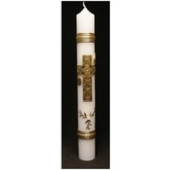 Baptism Candle Gold Cross 12"