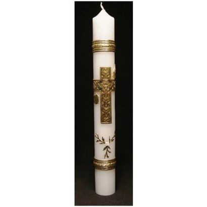 Baptism Candle Gold Cross 12"