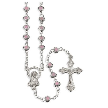 4mmPink Colored Heart Shape Rosary in Heart Shape Box