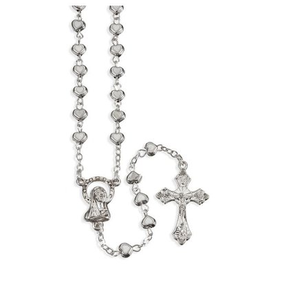 4mm White Colored Heart Shape Rosary in Heart Shape Box