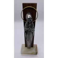 Our Lady of Lourdes Pewter Style on base  in Peltro 20 cm (8"), Made Italy