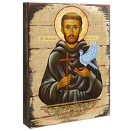 Saint Francis Icon Wooden Block 24 "