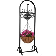 Decorative Welcome Sign & Hanging Planter Stand