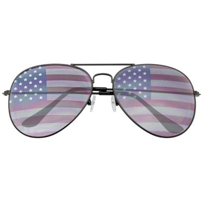 American Flag Classic Aviator Sunglasses w/ Black Frame