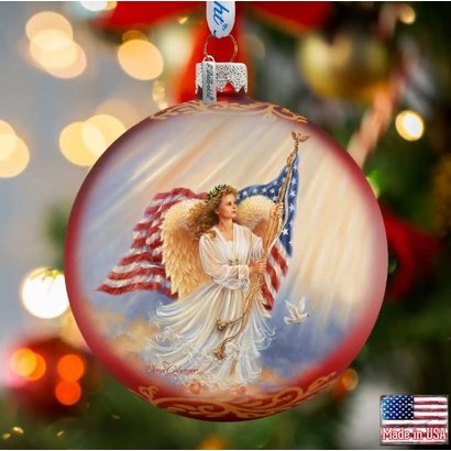 American Angel Glass Ornament Holiday