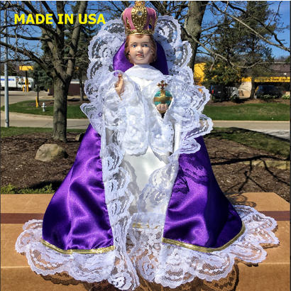 24" Purple Satin Dress for Infant of Prague