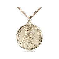 Scapular Medal  14KT Gold Filled 1 -3/8 " x  1 -1/4" with a 24" Heavy Curb Chain