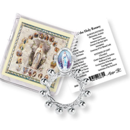 Our Lady of Lourdes Rosary Ring and Prayer Card