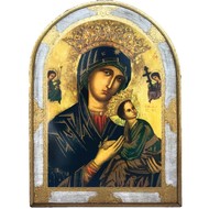 Our Lady of Perpetual Help Florentine Wood Plaque, 12" x 15.5", Made in Italy