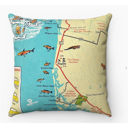 Naples Florida Map Pillow