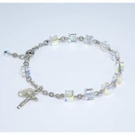 Finest Crystal Rosary w/Sterling Medal, 6mm