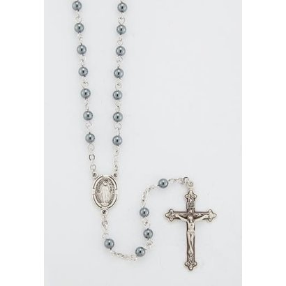 Hematite 4mm Rosary w/Sterling Silver CR & CFX