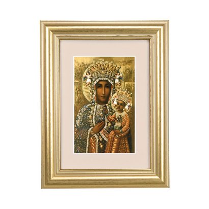 5-1/4" x 6-3/4" Cream Matted Gold Frame with a Our Lady of Czestochowa Print