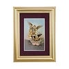 5-1/4" x 6-3/4" Burgundy Matted Gold Frame with a Saint Michael Print