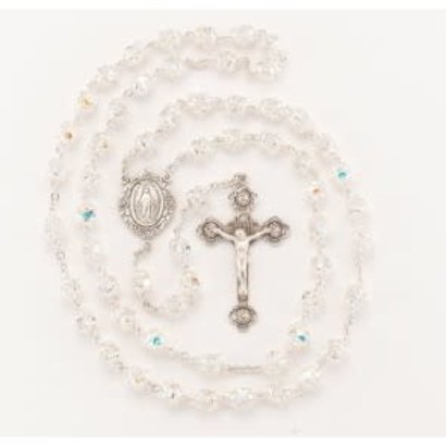 7 mm Finest Austrian Crystal Sterling Silver Rosary, Made in USA