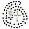 6 x 9 mm Black Oval Wood Rosary w/Sterling Silver Ctr & Cfx