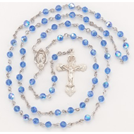 6mm Finest Saphire Rosary w/ Sterling Silver Crucifix and Center