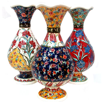Assorted Ceramic Vase Hand Made & Hand Painted in Turkey. Lead Free and Food Safe. 30cm/12 inches one of a kind.