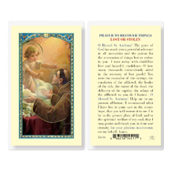 Prayer to Recover Lost or Stolen Things Laminated Holy Card, Printed in Italy