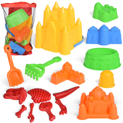 17 Pcs Sand Molds Beach Toys Sandcastle Building Kit