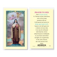 Prayer to Her Saint Therese Holy Card